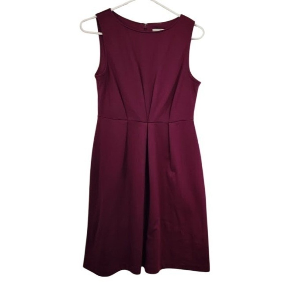 Merona‎ Women Burgundy Pleated Fit Flare Dress Size Small Sleeveless  D06